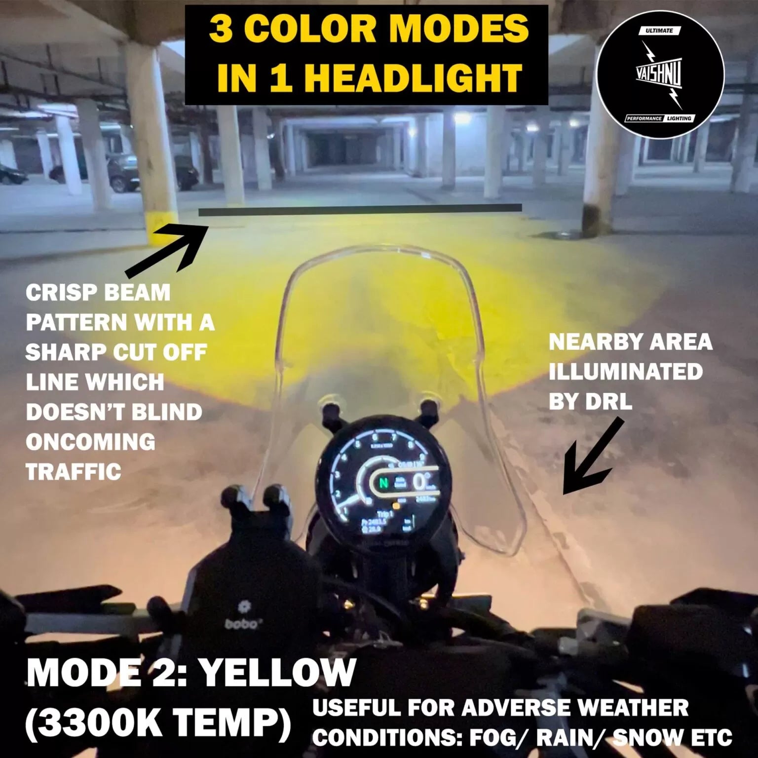 Vaishnu LED Touring Headlight For Royal Enfield Guerrilla / Himalayan 450 - Motodrift