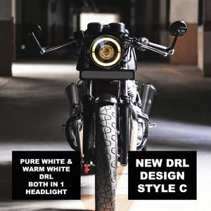 Vaishnu LED Touring Headlight For Royal Enfield Continental GT / Interceptor 650 (2023 Onwards) - Motodrift