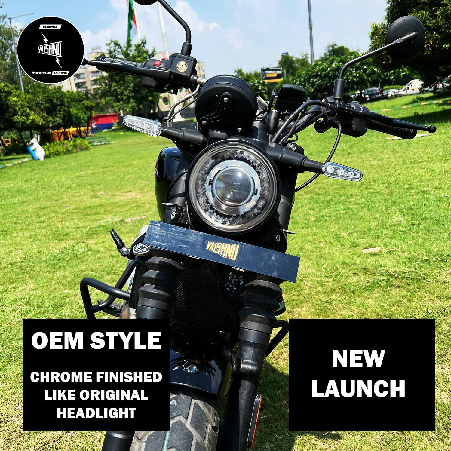 Vaishnu LED Touring Headlight For Royal Enfield Guerrilla / Himalayan 450 - OEM Style - Motodrift