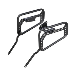 ViaTerra matte black steel saddlebag rack for KTM Adventure 390 Gen 3 motorcycle touring luggage support