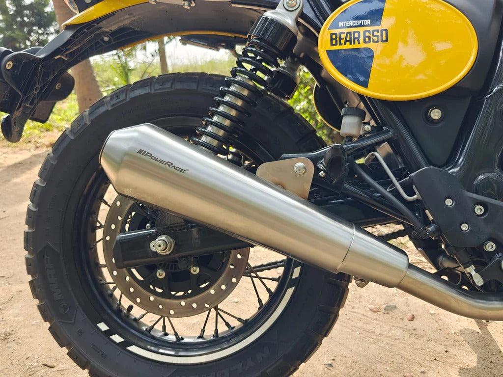 Powerage Exhaust Slip-On Exhaust for RE BEAR 650 with de-cat Pipe – Cone Type - Motodrift