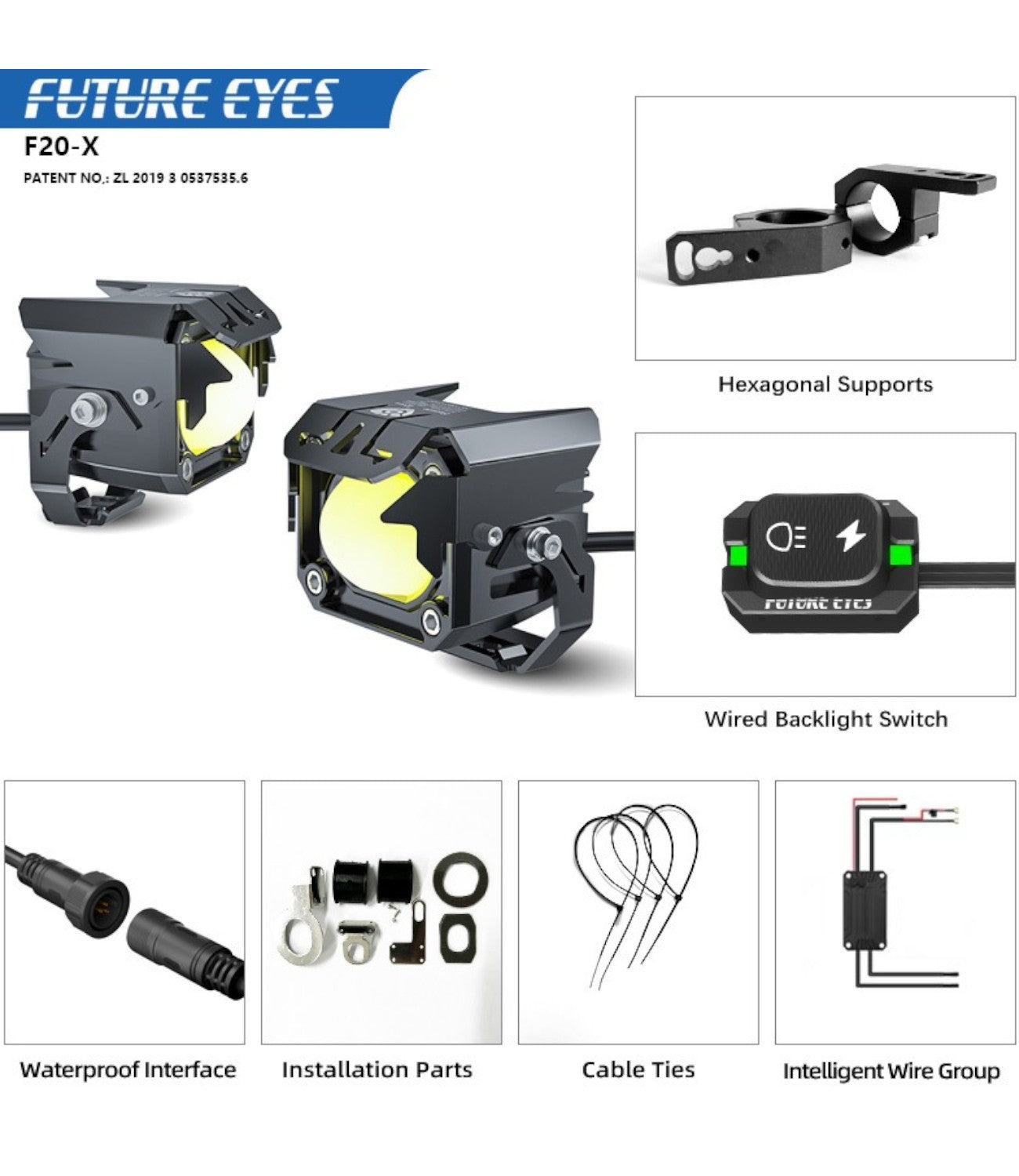 Future Eyes F 20-X Dual Colour Auxillary Lights - Motodrift