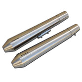 Powerage Slip-Ons Exhaust For RE 650 Twins Brushed Steel Finish - Long - Motodrift