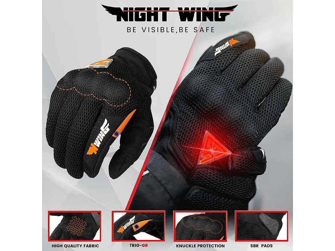 Grand Pitstop Night Wing Smart Motorcycle Gloves - Black - Motodrift