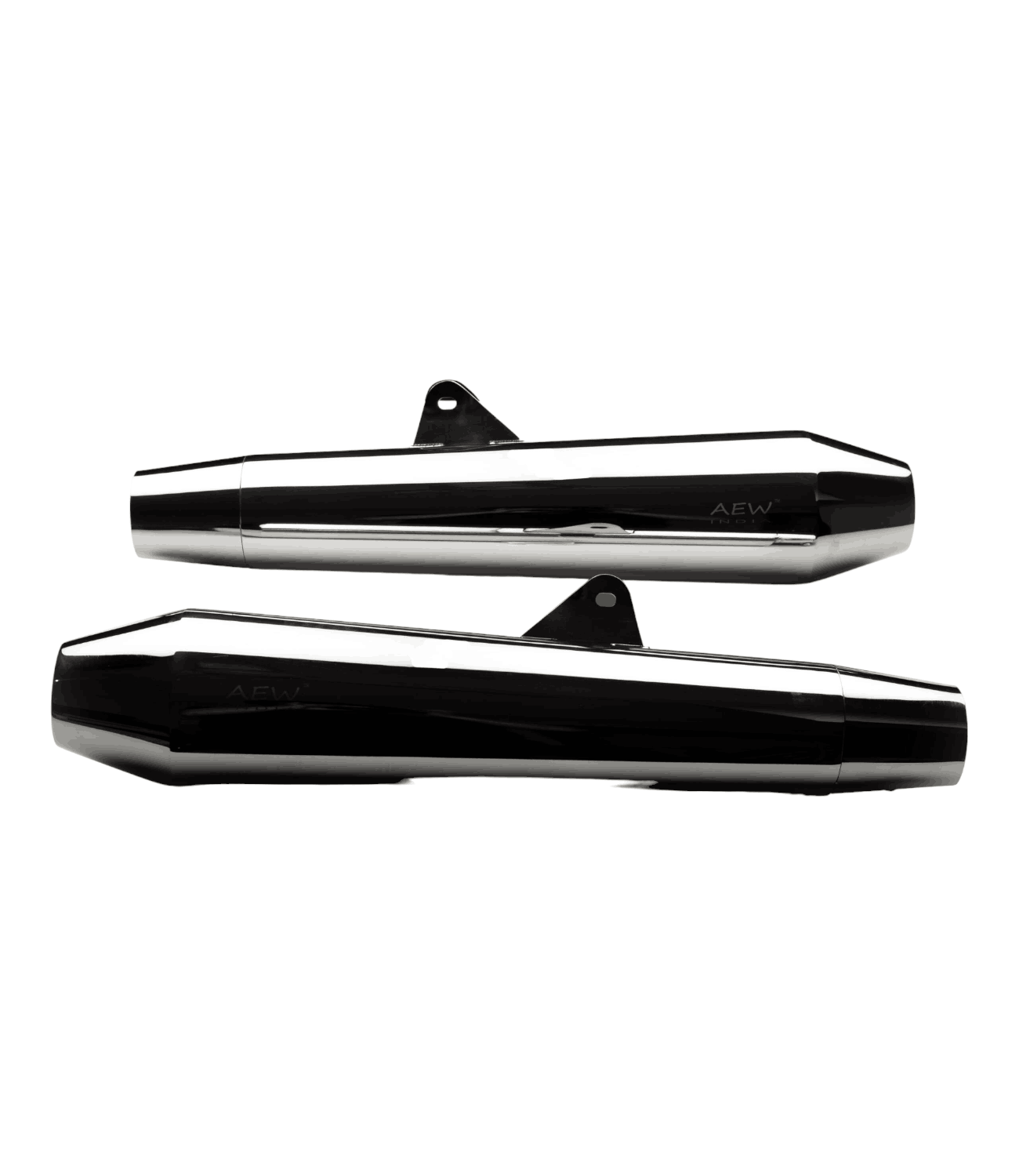 AEW Megaphone For Royal Enfield Continental GT / Interceptor 650 TE 102 Stainless Steel Mirror Polish - Motodrift