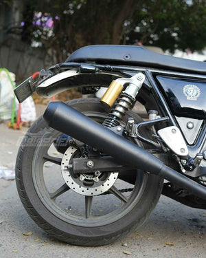 AEW Megaphone For Royal Enfield Continental GT / Interceptor 650 TE 103 Mild Steel Heat Resistant Black - Motodrift