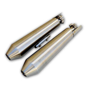 Powerage Slip-Ons Exhaust For RE 650 Twins Brushed Steel Finish - Short - Motodrift