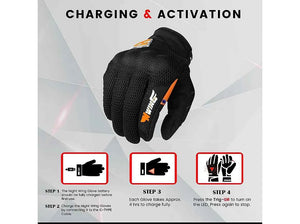Grand Pitstop Night Wing Smart Motorcycle Gloves Black - Motodrift