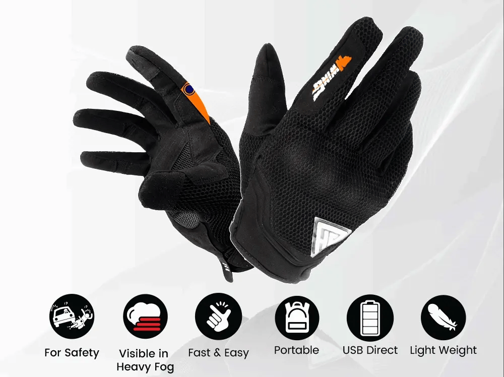 Grand Pitstop Night Wing Smart Motorcycle Gloves - Black - Motodrift