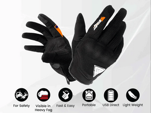 Grand Pitstop Night Wing Smart Motorcycle Gloves Black - Motodrift