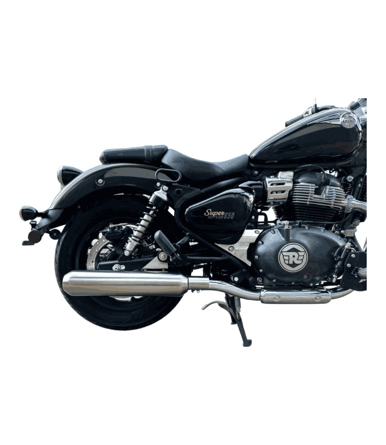 AEW TE 202 Exhaust For Royal Enfield Super Meteor 650 Stainless Steel (Matt Polish) - Motodrift