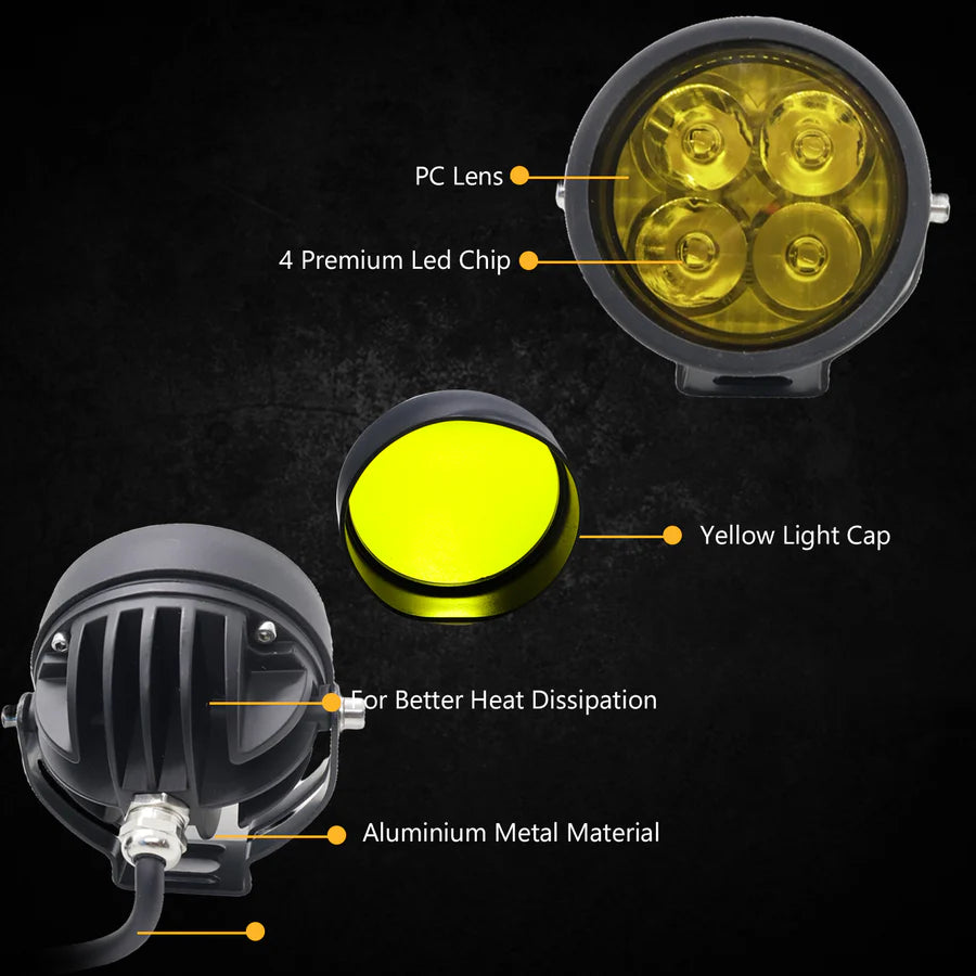 HJG 4 LED Round With Harness 40W - Motodrift