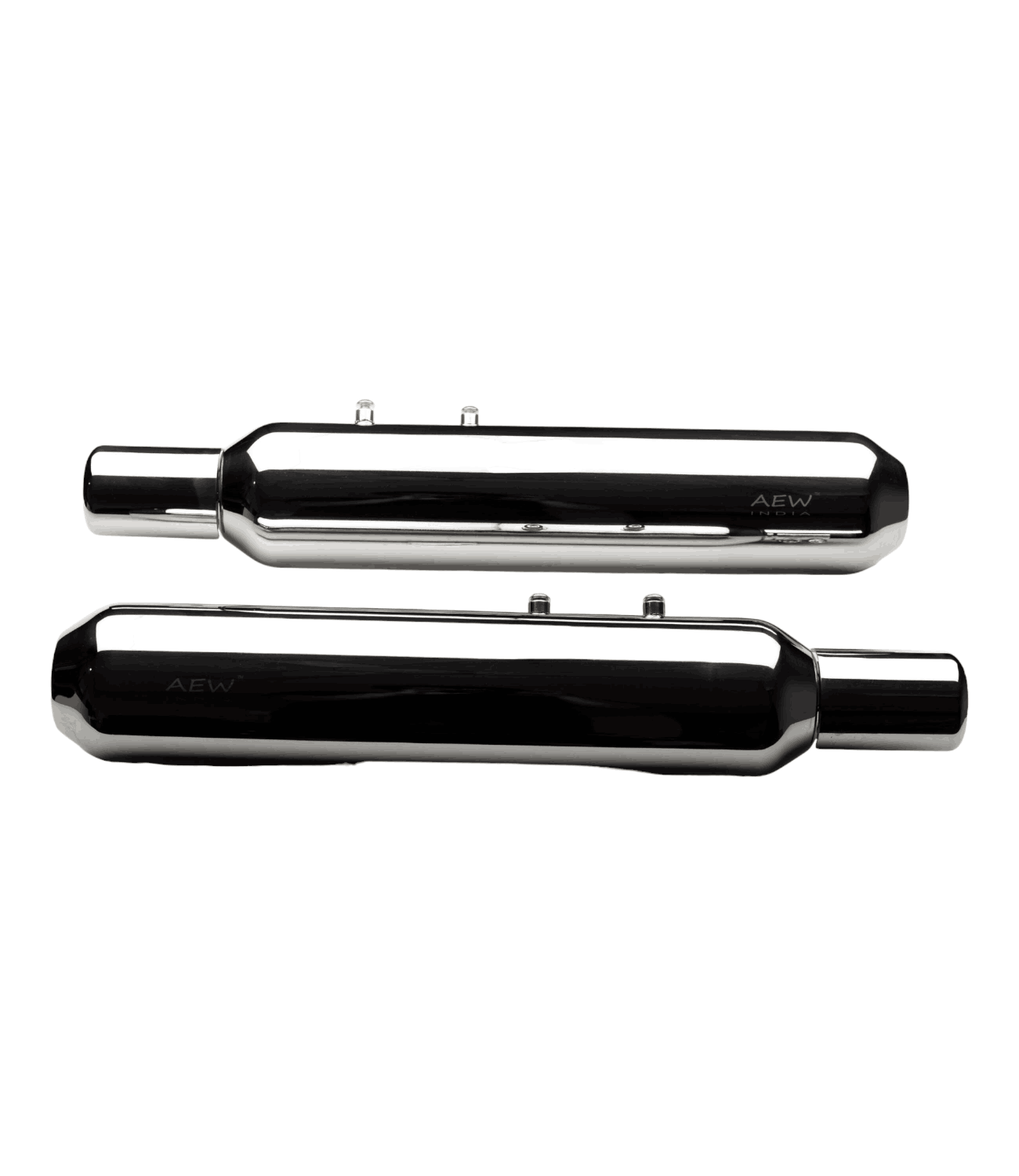 AEW TE 202 Exhaust For Royal Enfield Super Meteor 650 Stainless Steel Mirror Polish - Motodrift