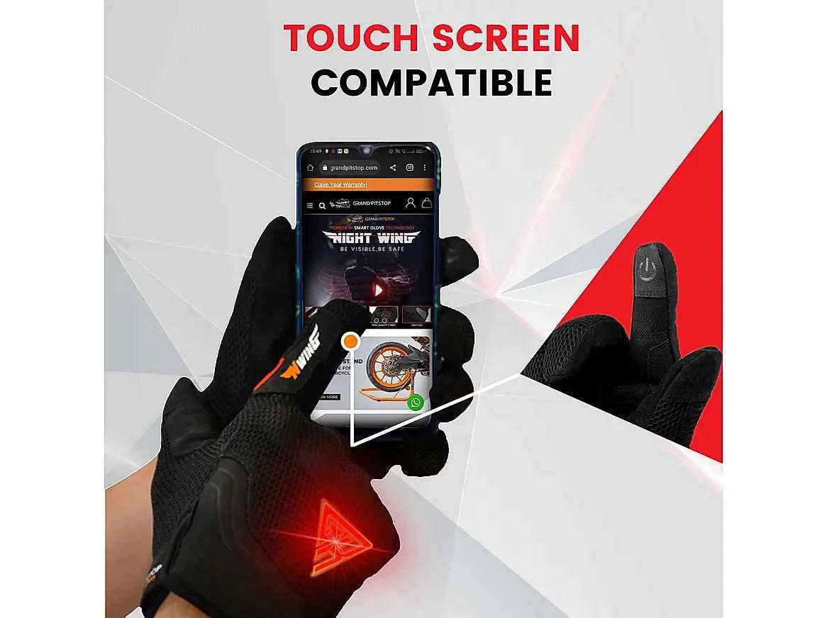 Grand Pitstop Night Wing Smart Motorcycle Gloves - Black - Motodrift