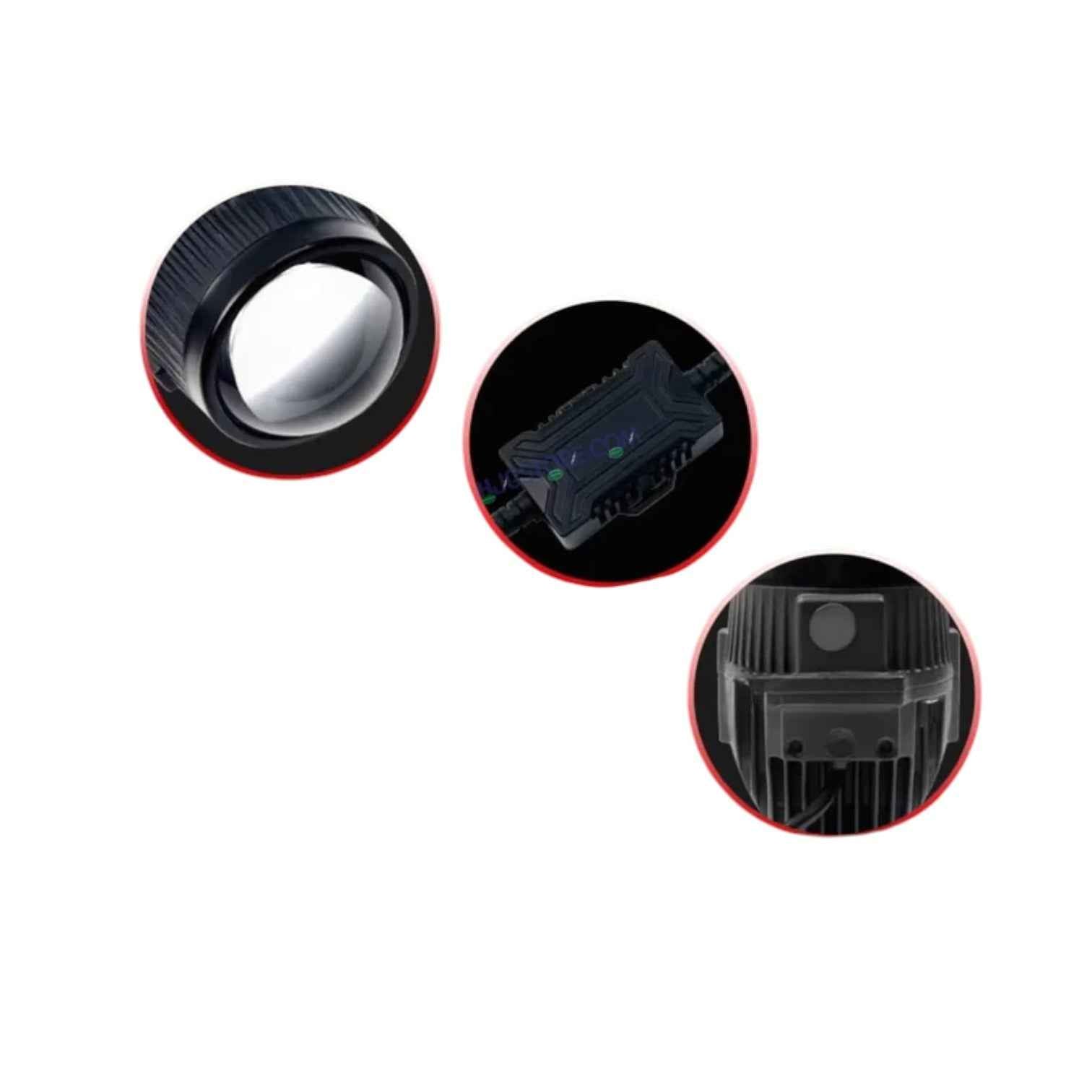 HJG J37 Single Projector Foglight 60W LED with Red DRL, Universal Fit