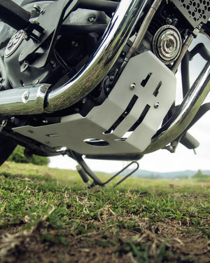 LCB Combat Bash Plate For Royal Enfield Super Meteor 650 (Silver) - Motodrift