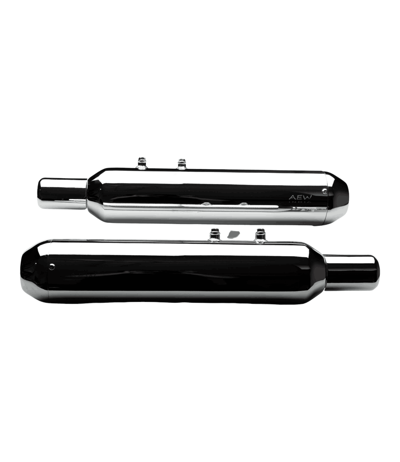 AEW TE 202 Exhaust For Royal Enfield Super Meteor 650 Mild Steel (Chrome) - Motodrift
