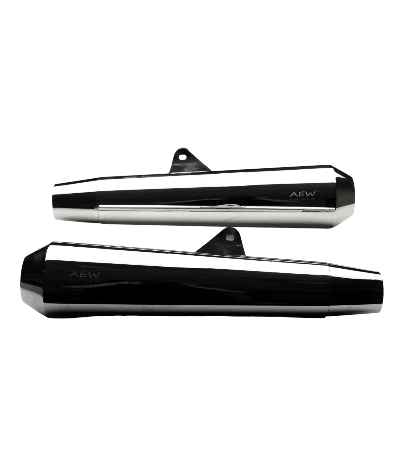 AEW Megaphone For Royal Enfield Continental GT / Interceptor 650 TE 103 Stainless Steel Mirror Polish - Motodrift