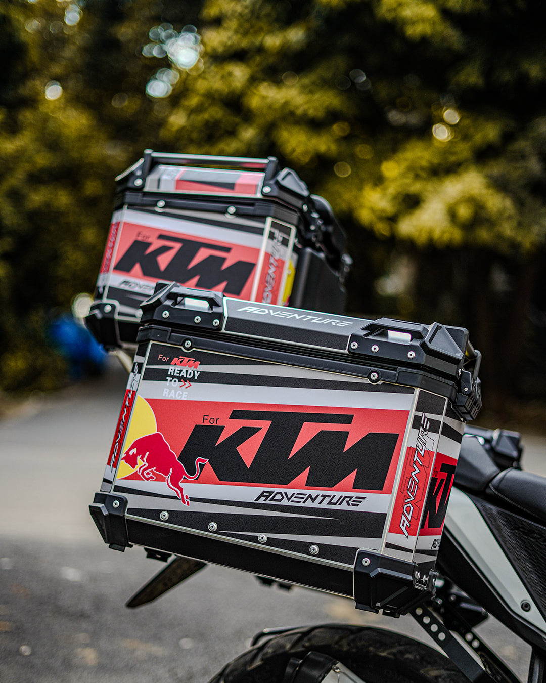 LGP Premium Aluminium KTM Graphics Top Box & Panniers - Motodrift