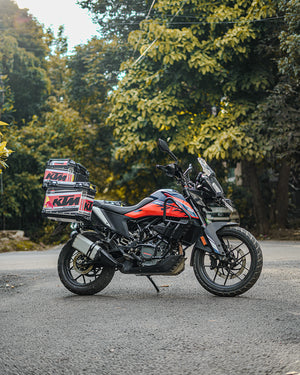 LGP Premium Aluminium KTM Graphics 45 Litres Top Box - Free Backrest and Balaclava - Motodrift