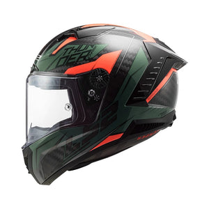LS2 FF805 Thunder Carbon Chase Gloss Green Orange - Motodrift
