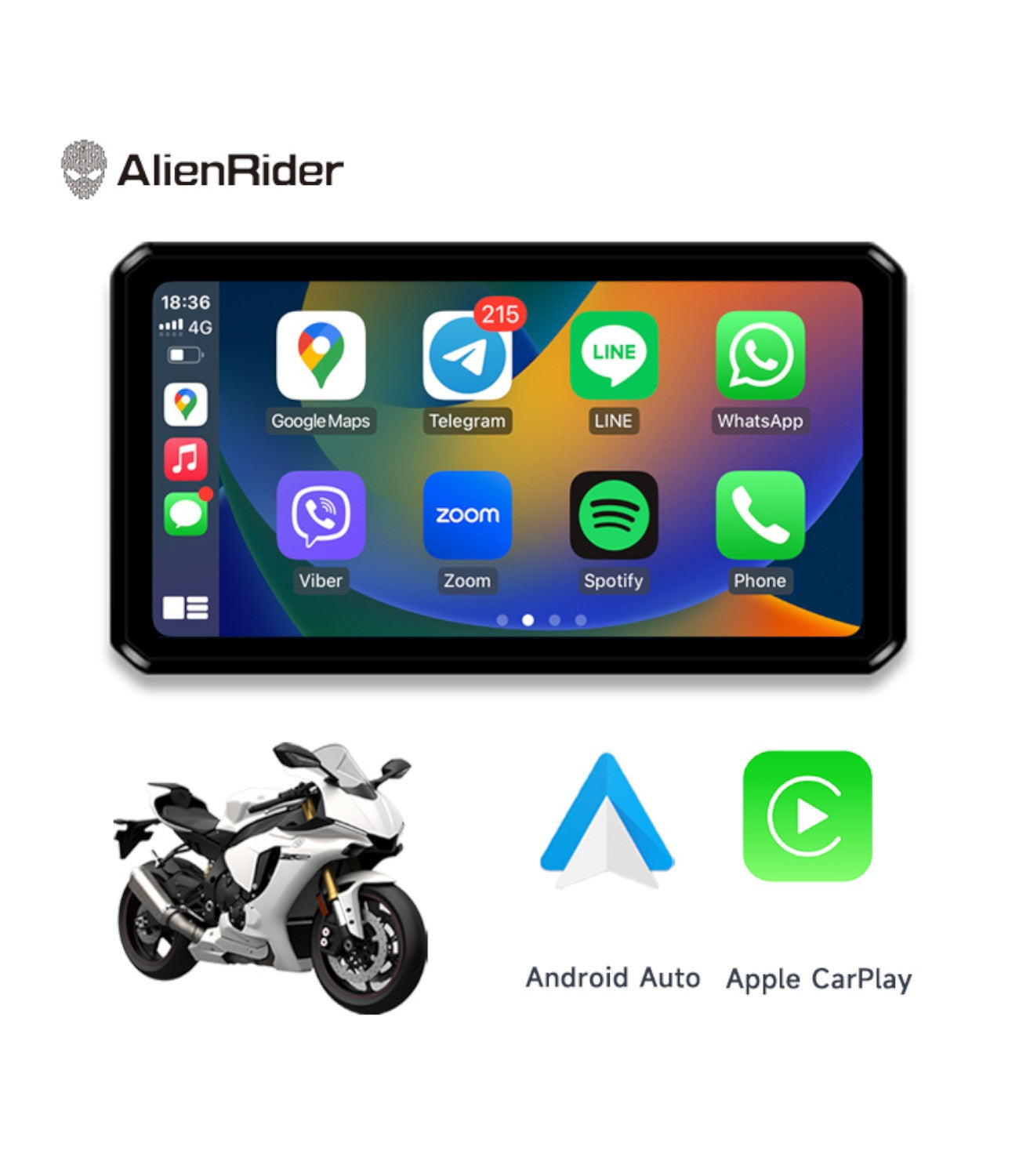 Alien Rider M2 Pro Motorcycle Dual Recording Bike Navigation System With Touchscreen, GPS & TPMS (With RADAR) - Motodrift