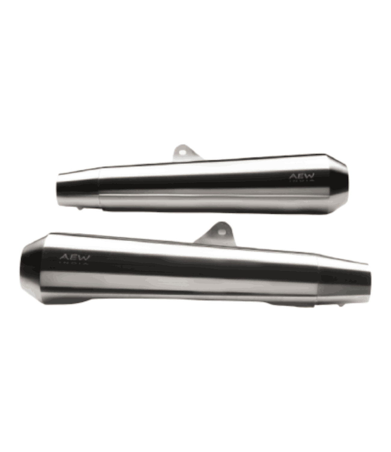 AEW Megaphone For Royal Enfield Continental GT / Interceptor 650 TE 103 Stainless Steel (Matt Polish) - Motodrift