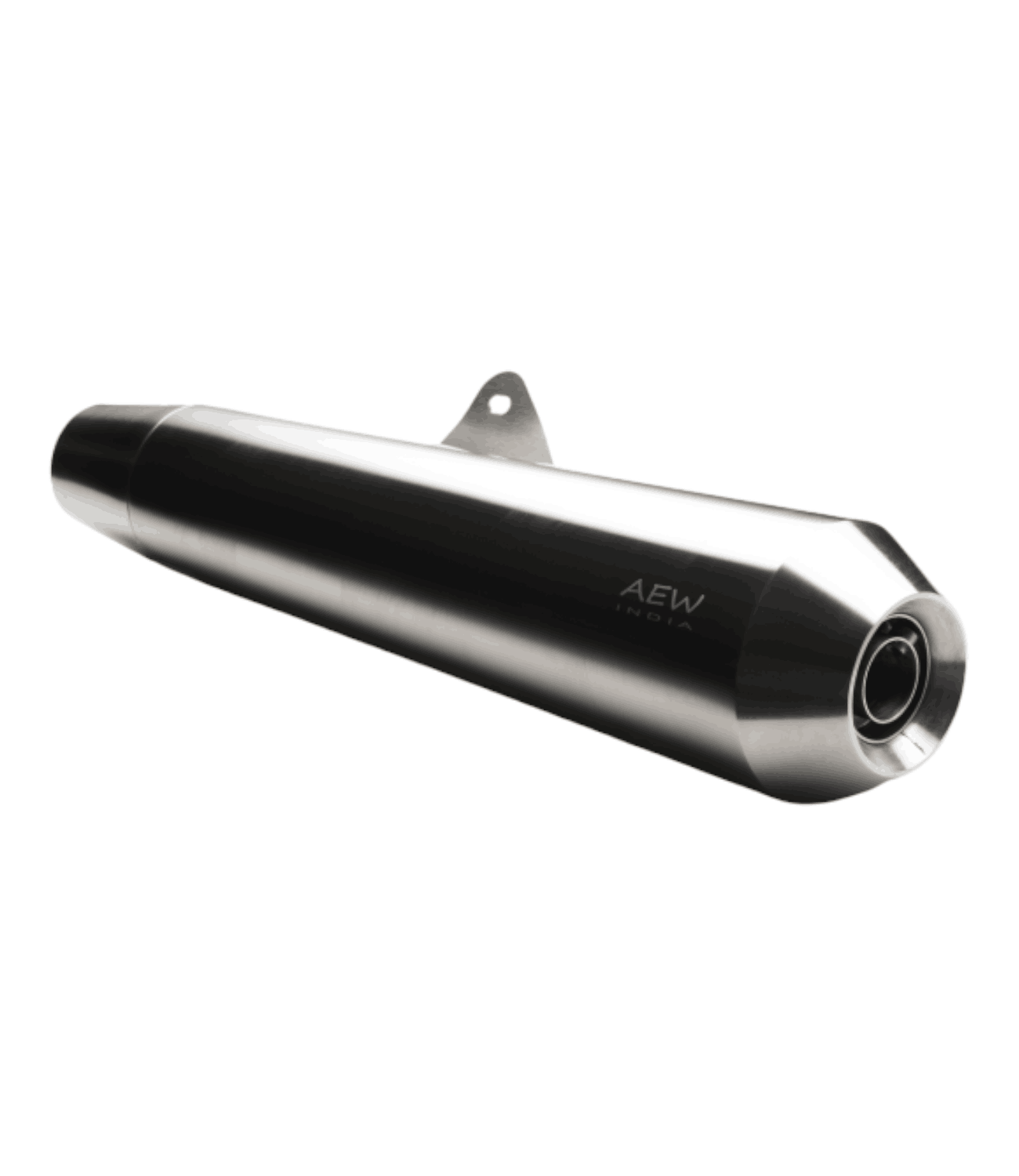 AEW Megaphone For Royal Enfield Continental GT / Interceptor 650 TE 103 Stainless Steel (Matt Polish) - Motodrift