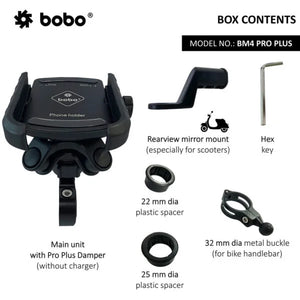 BOBO BM4 PRO PLUS Jaw-Grip Bike Phone Holder with PRO PLUS Vibration Damper Motorcycle Mobile Mount - Motodrift