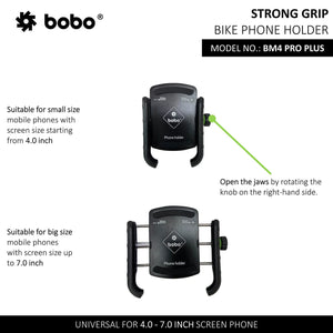 BOBO BM4 PRO PLUS Jaw-Grip Bike Phone Holder with PRO PLUS Vibration Damper Motorcycle Mobile Mount - Motodrift