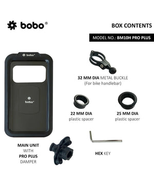BOBO BM10H PRO PLUS Fully Waterproof Bike / Cycle Phone Holder with PRO PLUS Vibration Damper Motorcycle Mobile Mount - Motodrift