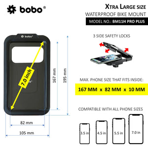 BOBO BM11H PRO PLUS Fully Waterproof With Vibration Damper with Fast 15W Wireless - Motodrift