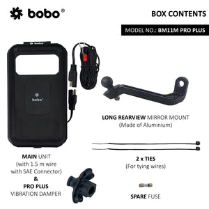BOBO BM11H PRO PLUS Fully Waterproof With Vibration Damper with Fast 15W Wireless - Motodrift