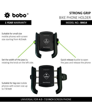 BOBO BM14 Quick Release Enhanced BM4 Bike / Cycle Phone Holder Motorcycle Mobile Mount - Motodrift