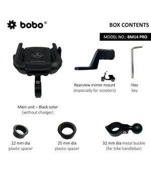 BOBO BM14 PRO X Quick Release with PRO X Vibration Controller Enhanced BM4 PRO Bike / Cycle Phone Holder Motorcycle Mobile Mount - Motodrift