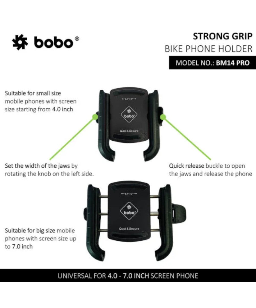 BOBO BM14 PRO X Quick Release with PRO X Vibration Controller Enhanced BM4 PRO Bike / Cycle Phone Holder Motorcycle Mobile Mount - Motodrift