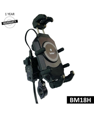 BOBO BM18 Anti-Vibration Bike Phone Holder (with Fast 15W Wireless Charger & USB-C Charging Module) Motorcycle Mobile Mount - Motodrift