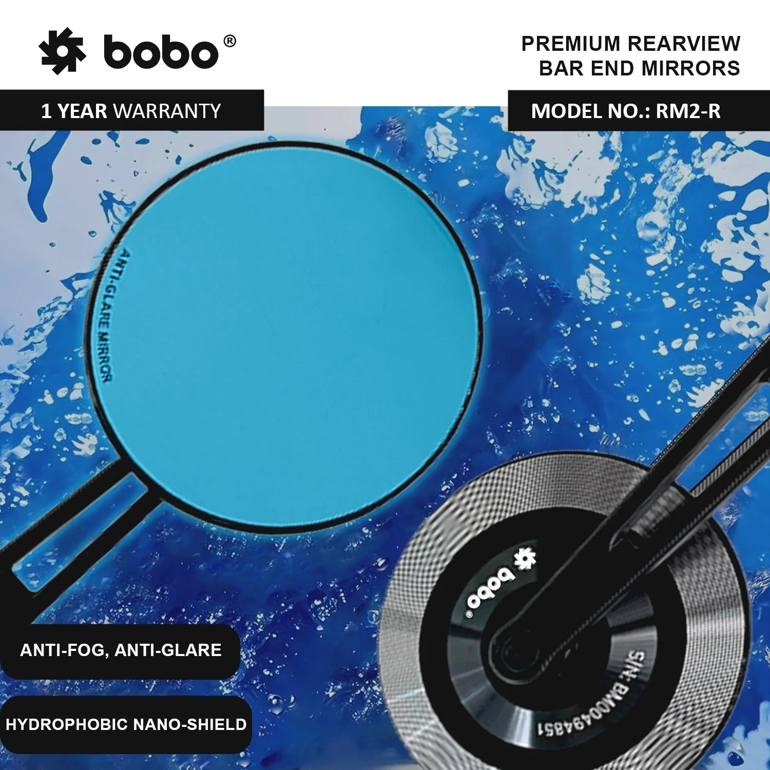 BOBO RM2-R Anti-Glare Bike Bar End Mirror