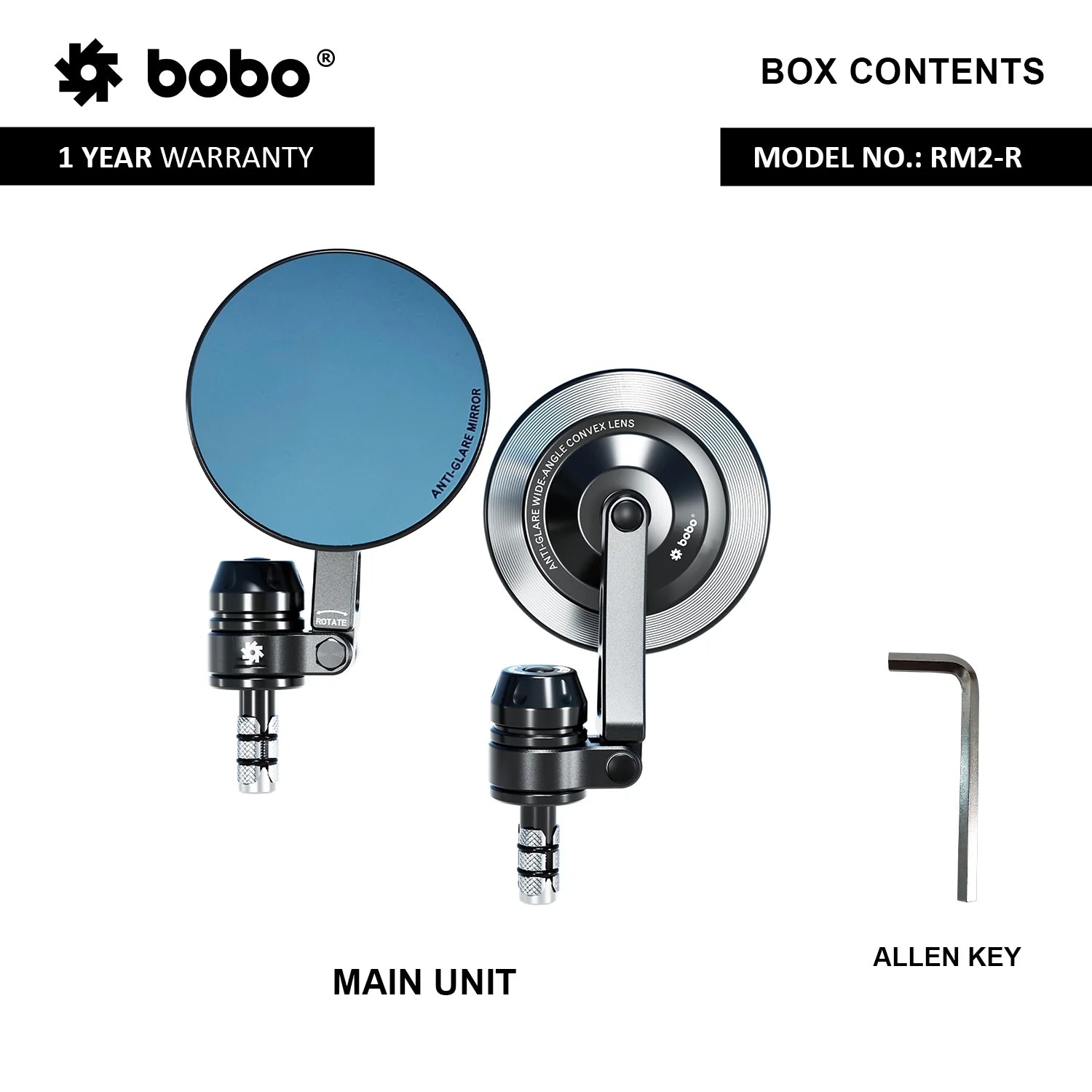 BOBO RM2-R Anti-Glare Bike Bar End Mirror