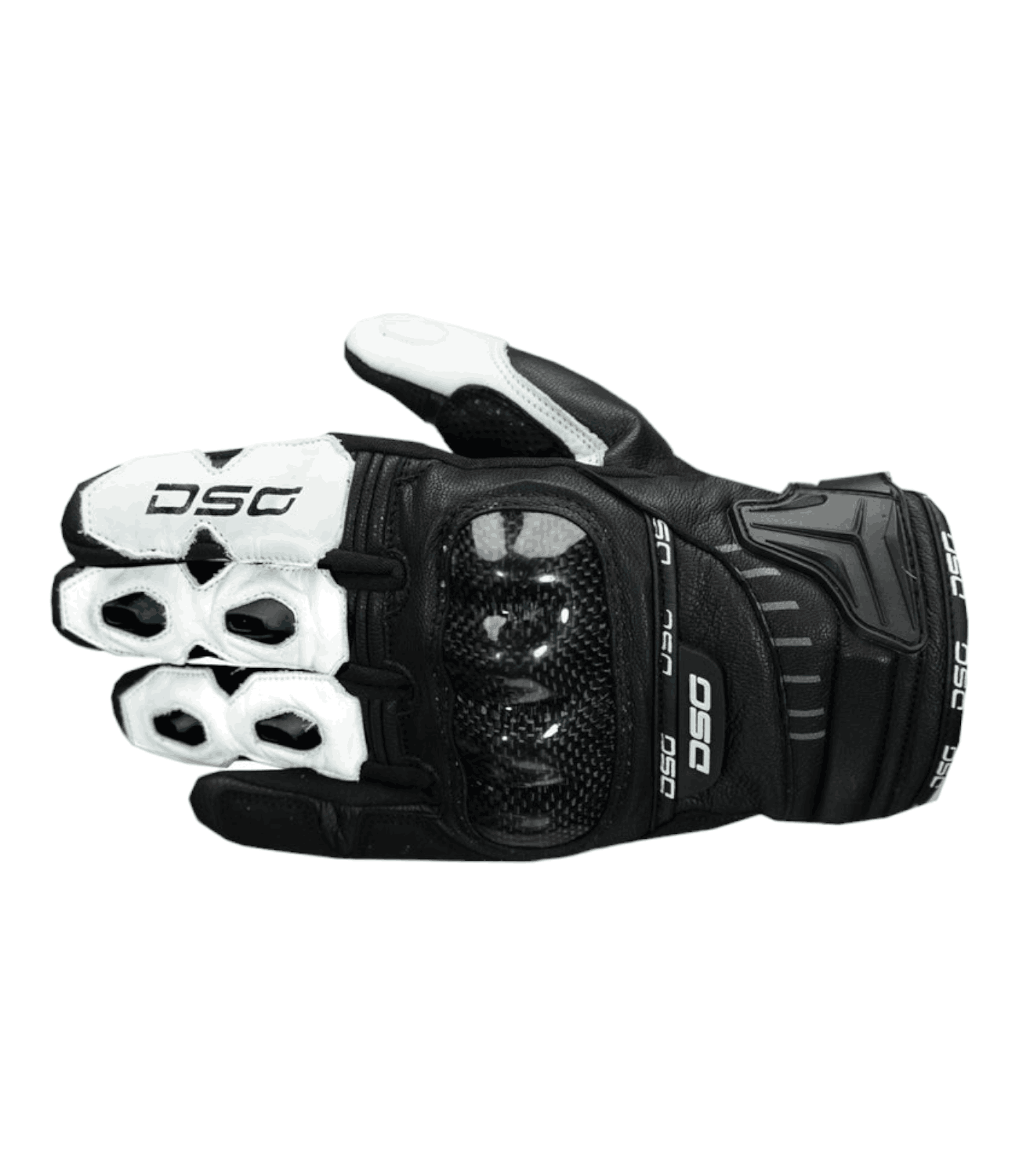 DSG Carbon X Riding Gloves (Black / White) - Motodrift