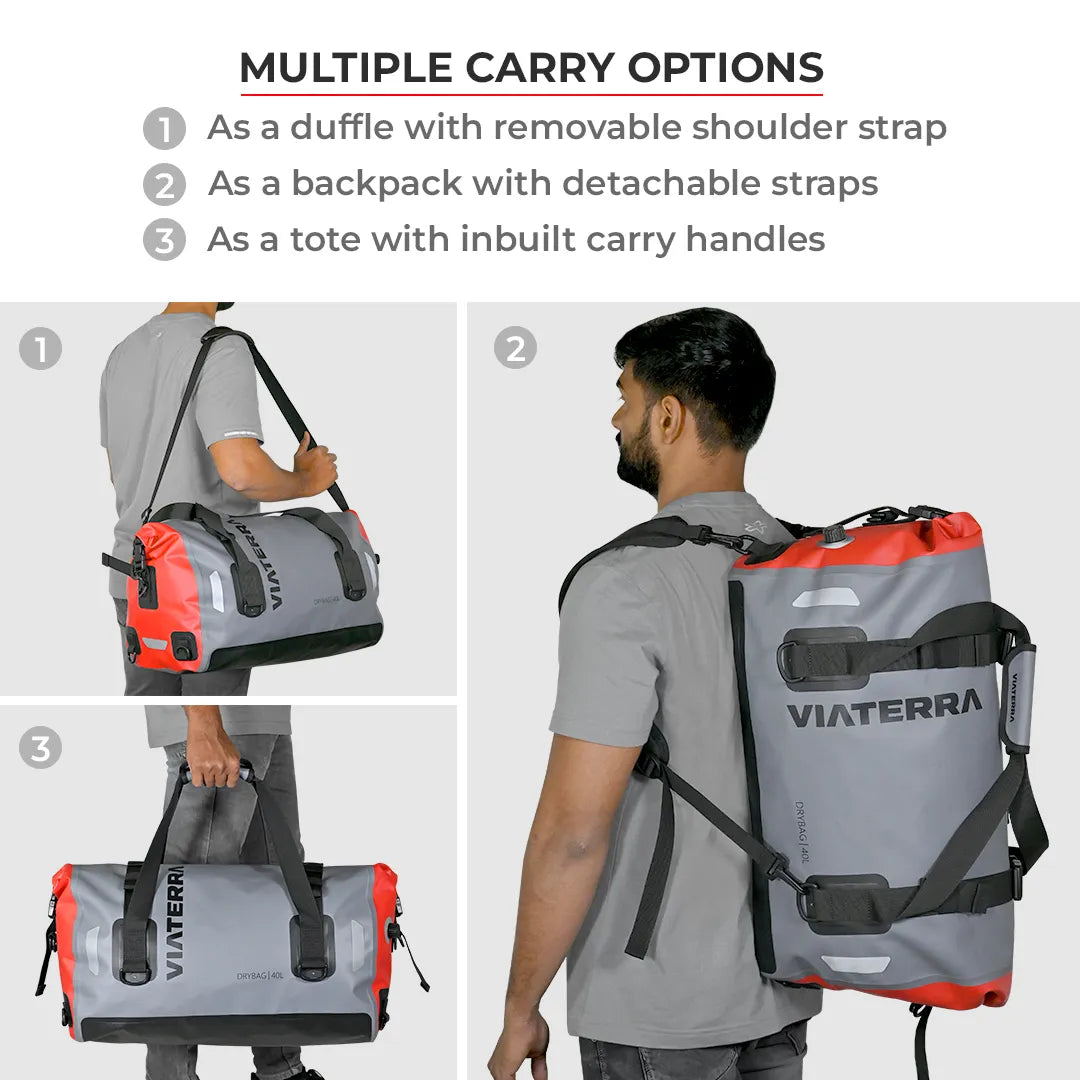 VIATERRA DRYBAG 40L - 100% Waterproof Motorcycle Tailbag (Universal) - Motodrift