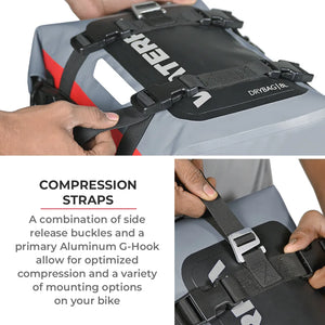 VIATERRA DRYBAG 8L - 100% Waterproof Motorcycle Tailbag / Rear Rack Bag (Universal with Versatile Mounting) - Motodrift