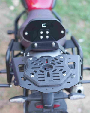 Carbon Racing Top Rack and Back Rest Combo with Vibration Dampener For Triumph Scrambler 400 - Motodrift