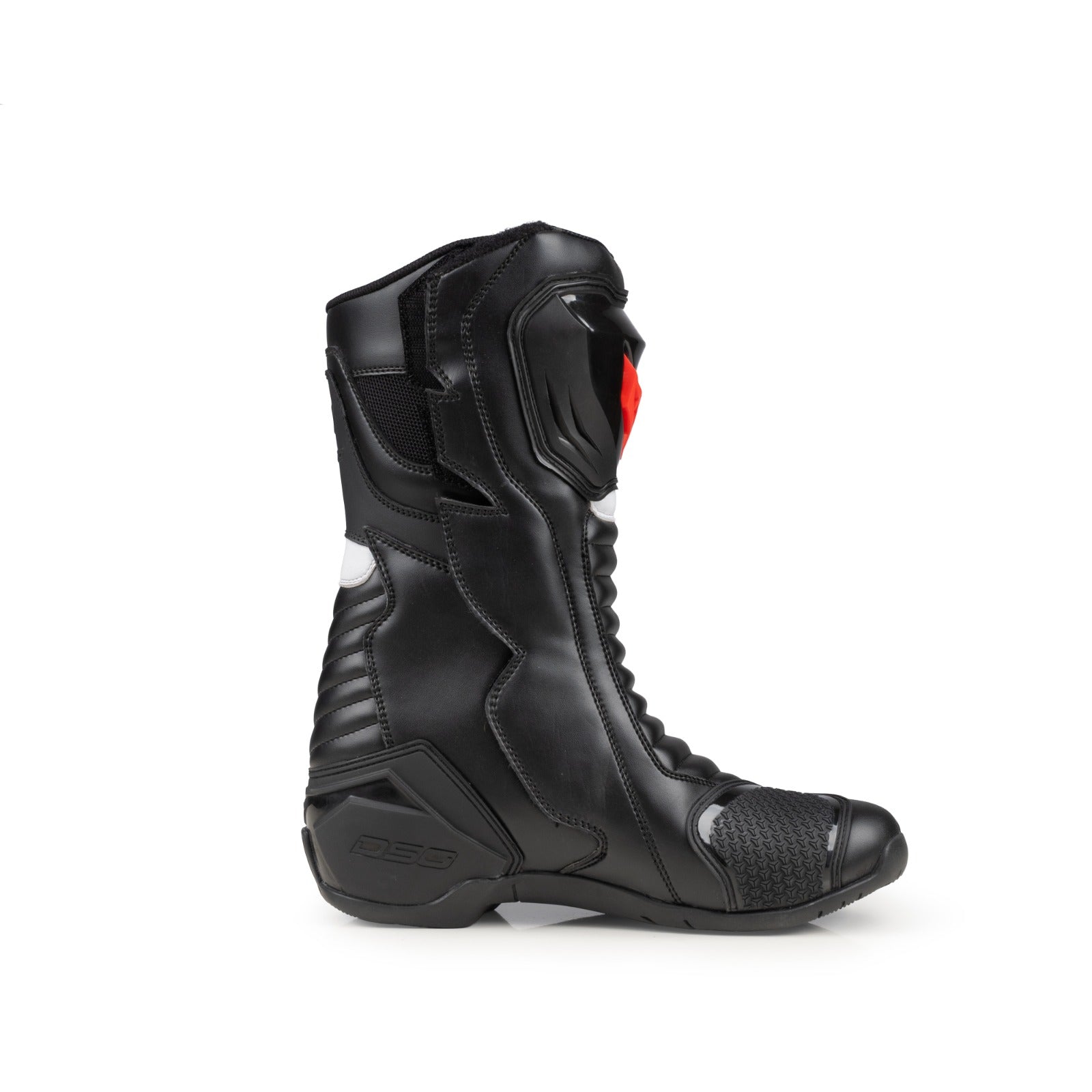 Black motorcycle boot with visible branding on a white background.
DSG GP X Riding Boots which is CE Certificated, Ankle Protection & TPU Armour,Anti-Slip Sole and Breathable & Comfortable for Long Rides.