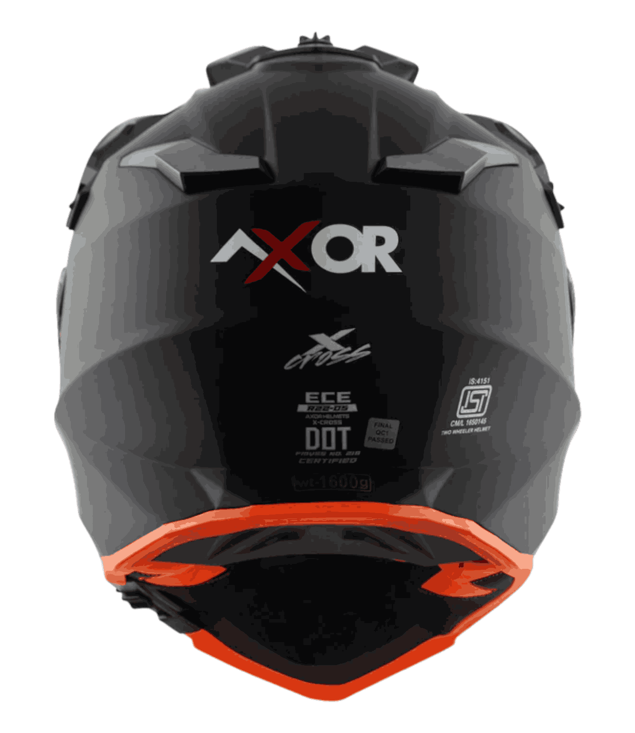 Axor X-Cross Dual Visor Helmet Dull Black Orange - Motodrift