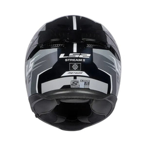 Black and gray LS2 helmet on a white background