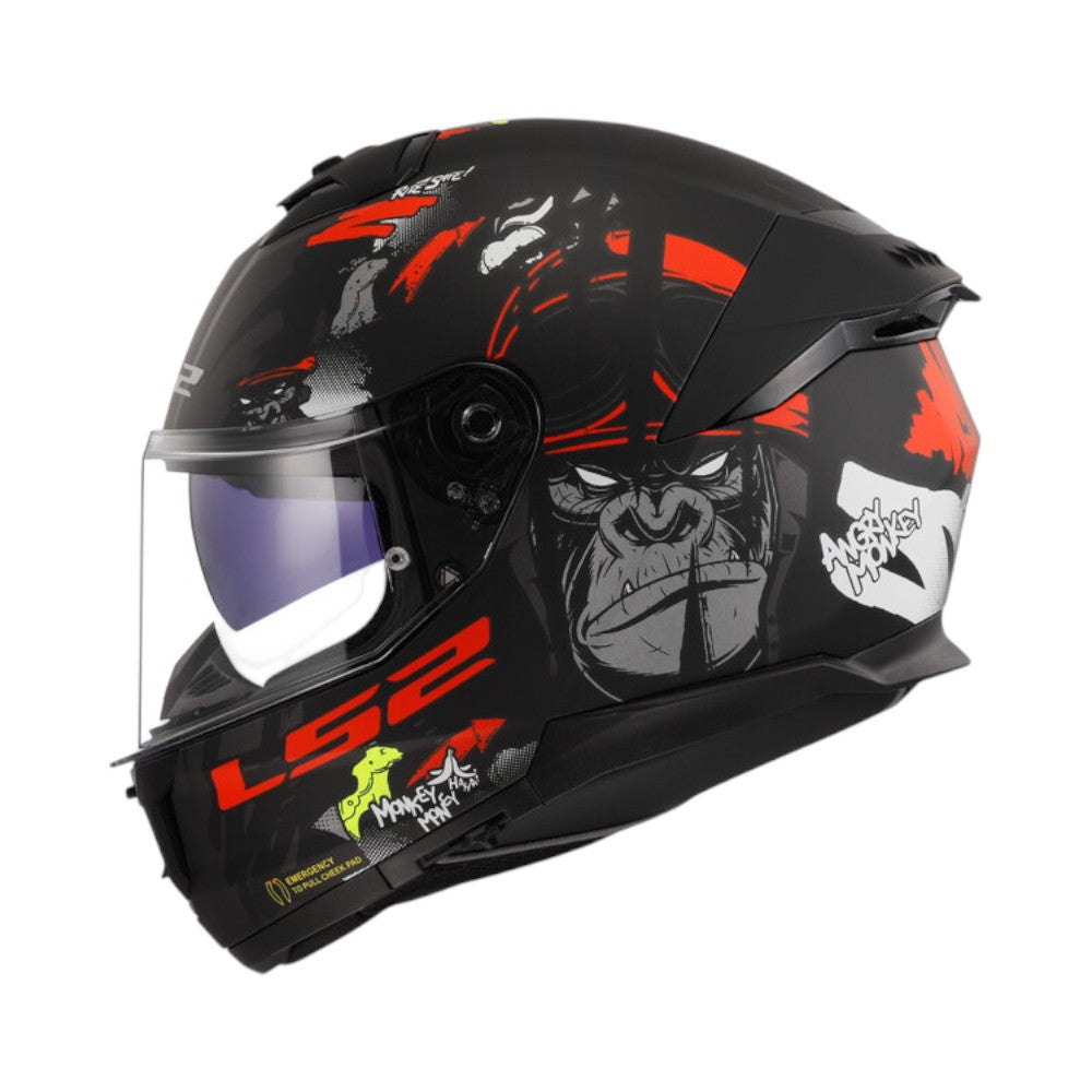 LS2 FF320 Stream II Angry Monkey Matt Black Red