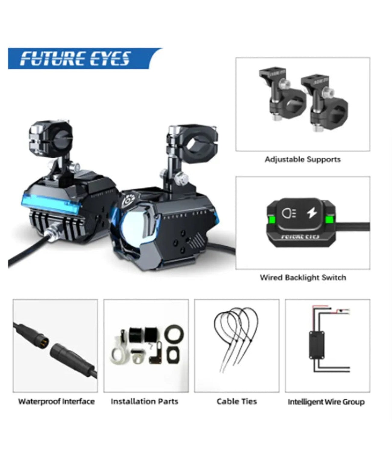 Future Eyes F 30-P Dual Colour Auxillary Lights - Motodrift