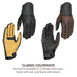 Viaterra FUEL Retro Classic Leather Motorcycle Gloves - Motodrift
