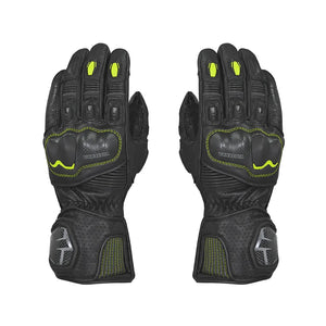 VIATERRA Grid Full Gauntlet Motorcycle Riding Gloves - Hi-Viz - Motodrift